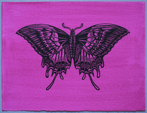 Butterfly XR Lino Print Art PrintMaking Extinction Rebellion Miles Glyn Artist Activist