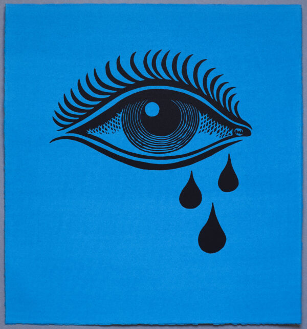 Crying Eye ACAB JUST STOP OIL XR Lino Print Lino Cut Wood Cut Art PrintMaking Extinction Rebellion Miles Glyn Artist Activist Nonviolence Direct Action Drawing Illustration