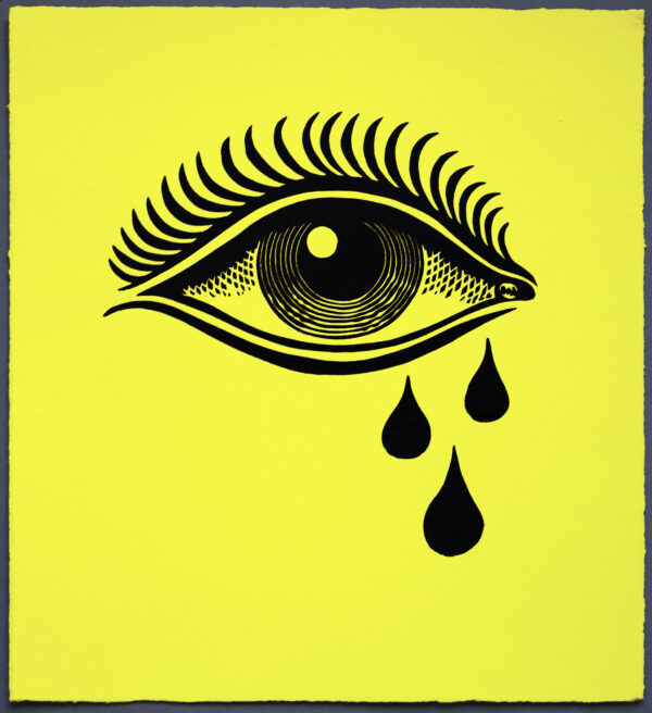 Crying Eye XR Lino Print Art PrintMaking Extinction Rebellion Miles Glyn Artist Activist