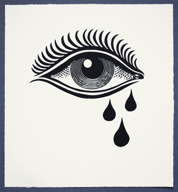 Crying Eye XR Lino Print Art PrintMaking Extinction Rebellion Miles Glyn Artist Activist