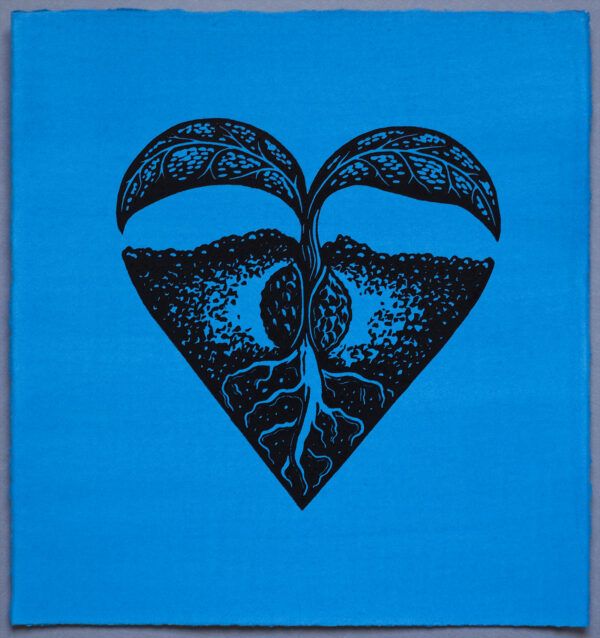 Heart Sprout XR Lino Print Art PrintMaking Extinction Rebellion Miles Glyn Artist Activist