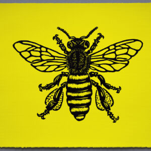 Bumble Bee Honey Bee XR Lino Print Lino Cut Wood Cut Art PrintMaking Extinction Rebellion Miles Glyn Artist Activist Nonviolence Direct Action Drawing Illustration