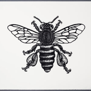 Bee XR Lino Print Art PrintMaking Extinction Rebellion Miles Glyn Artist Activist