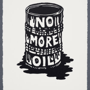 NO MORE OIL JUST STOP OIL XR Lino Print Lino Cut Wood Cut Art PrintMaking Extinction Rebellion Miles Glyn Artist Activist Nonviolence Direct Action Drawing Illustration