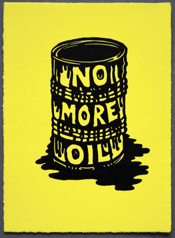 NO MORE OIL JUST STOP OIL XR Lino Print Lino Cut Wood Cut Art PrintMaking Extinction Rebellion Miles Glyn Artist Activist Nonviolence Direct Action Drawing Illustration