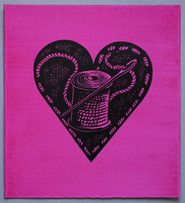 Heart Repair Lino Print Art PrintMaking Extinction Rebellion Miles Glyn Artist Activist