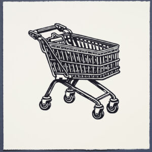 Shopping Trolley XR Lino Print Art PrintMaking Extinction Rebellion Miles Glyn Artist Activist