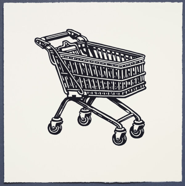 Shopping Trolley XR Lino Print Art PrintMaking Extinction Rebellion Miles Glyn Artist Activist