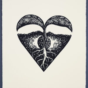 Heart Sprout Regeneration Restoration XR Lino Print Lino Cut Wood Cut Art PrintMaking Extinction Rebellion Miles Glyn Artist Activist Nonviolence Direct Action Drawing Illustration