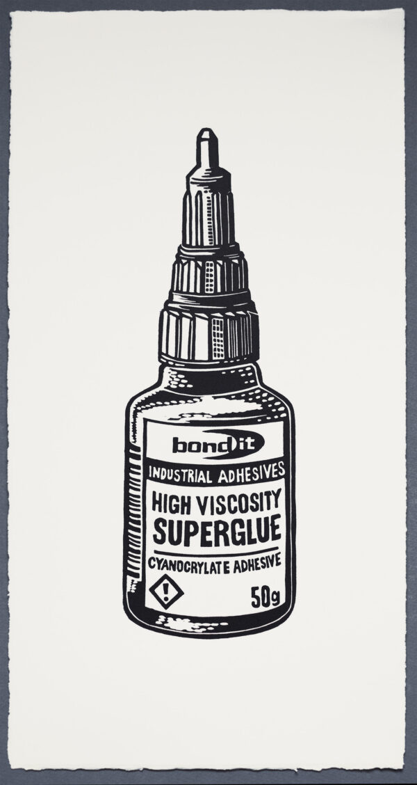 Superglue Fuck the Police ACAB JUST STOP OIL XR Lino Print Lino Cut Wood Cut Art PrintMaking Extinction Rebellion Miles Glyn Artist Activist Nonviolence Direct Action Drawing Illustration