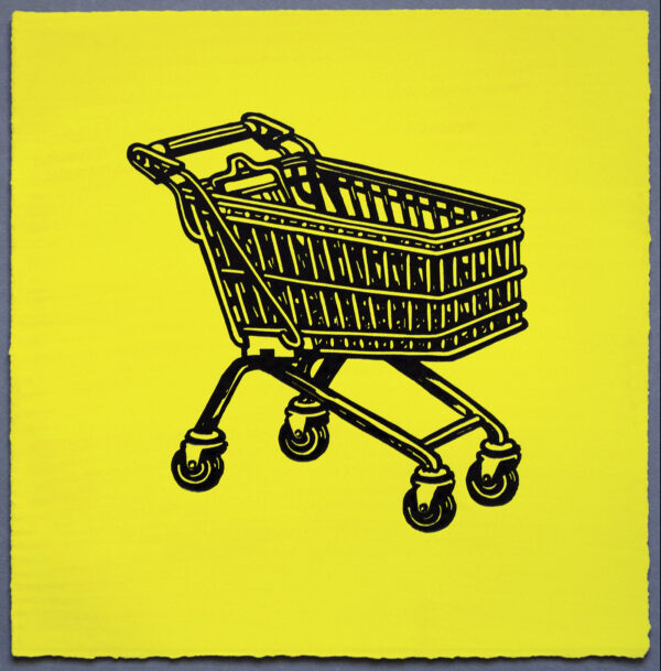 Shopping Trolley XR Lino Print Lino Cut Wood Cut Art PrintMaking Extinction Rebellion Miles Glyn Artist Activist Nonviolence Direct Action Drawing Illustration